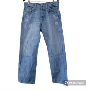 7 for all mankind relaxed jeans button up light wash size 34 x 32  100% cotton